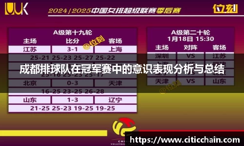 成都排球队在冠军赛中的意识表现分析与总结